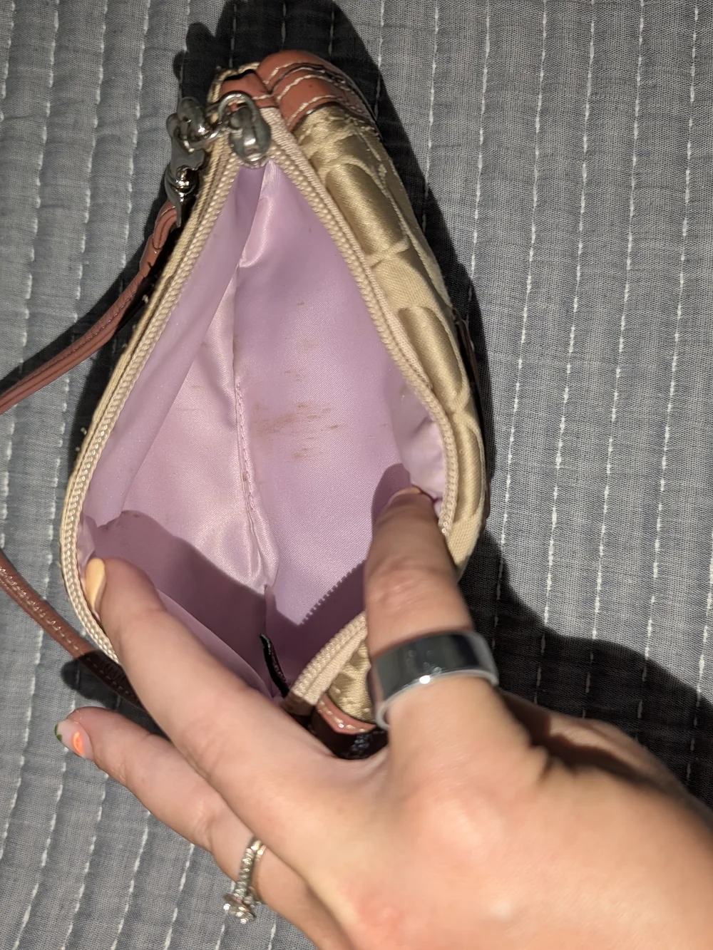 Coach Beige and Pink Signature Wristlet Phone Case - Coach